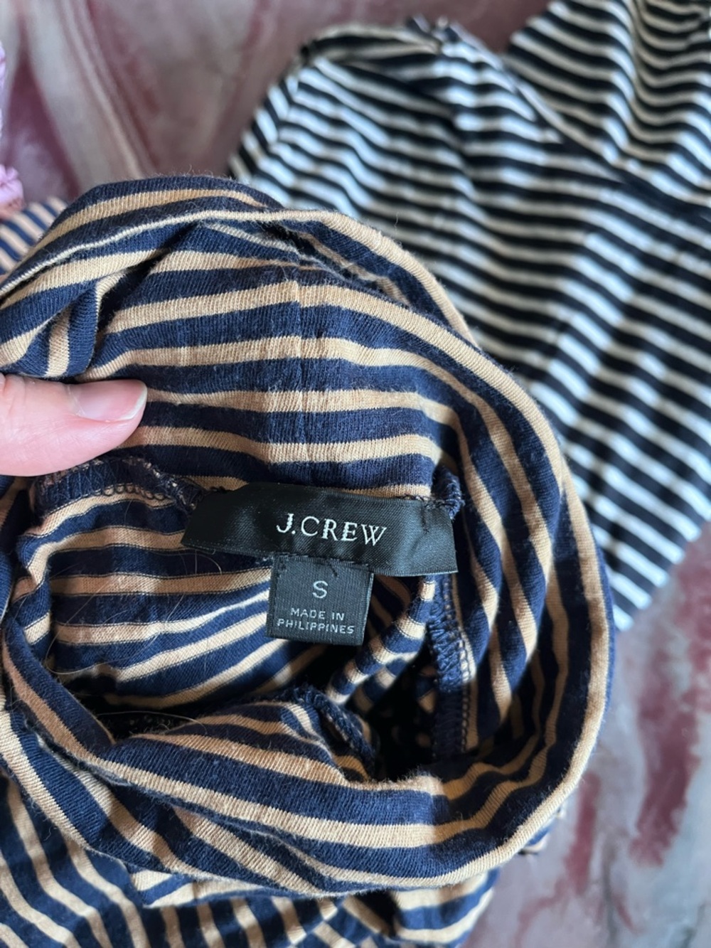 J. Crew 3 turtlenecks light weight Striped floral cotton tops shirts Small S - Picture 8 of 10